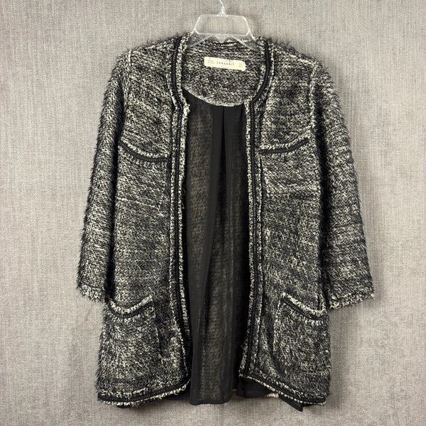 Front view of Zara Knit Open Fringe Jacket Size M