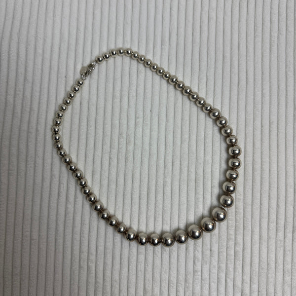 Tiffany & Co. Sterling Silver Graduated Bead Necklace - front view