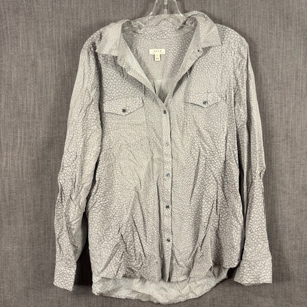 Soft Joie Gray Print Blouse Size L — 01 front