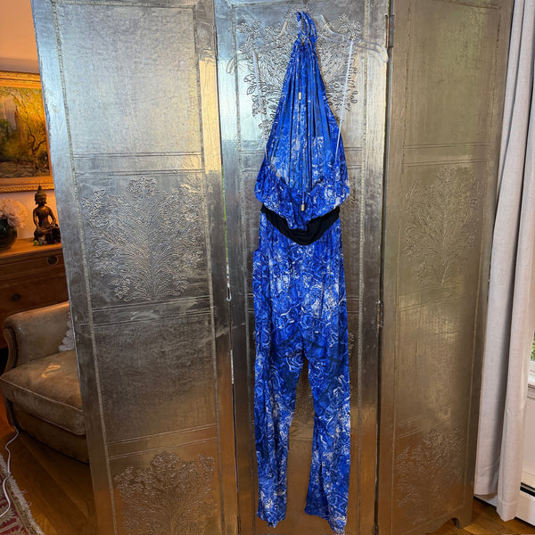 Alice + Trixie Blue Print Halter Maxi Dress — 01 front