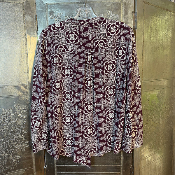 Maroon Print Blouse — 01 front