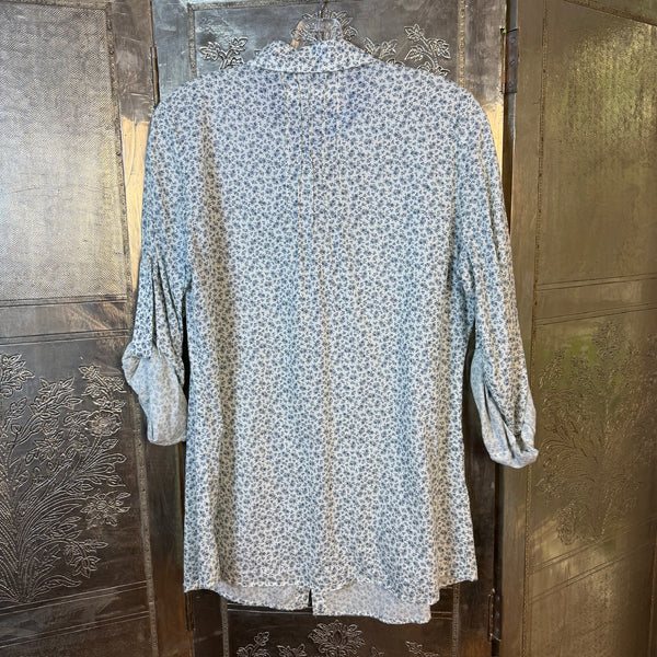 Bailey 44 Light Blue Floral Blouse Size L — 01 front