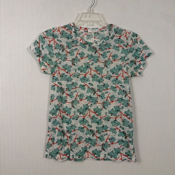 rag & bone Green Floral-Print Tee — 01 front