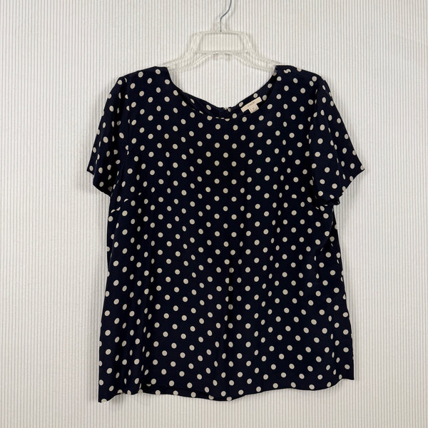 J.Crew Navy Polka Dot Tee Size 12 — 01 front