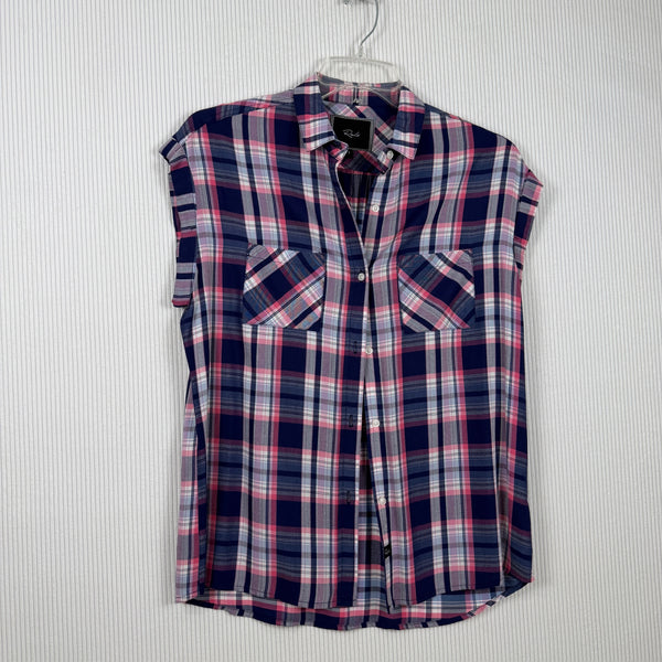 Rails Britt Plaid Sleeveless Button-Down Shirt Size S (Small) — 01 front