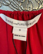 Diane von Furstenberg red blouse — brand and size S label