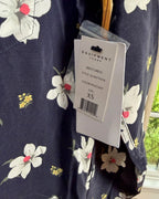 Equipment navy floral blouse — retail hangtag