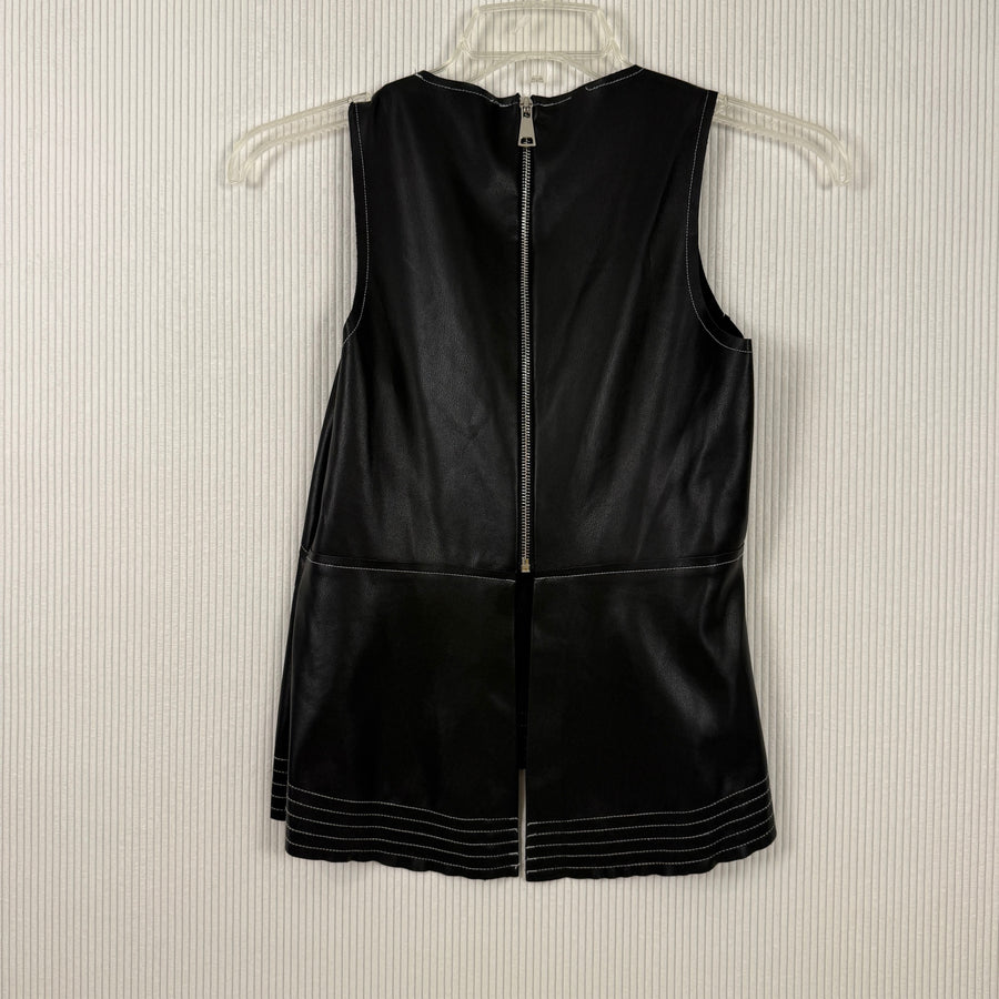 Front view of Zara Basic Faux-Leather Sleeveless Peplum Top Size M