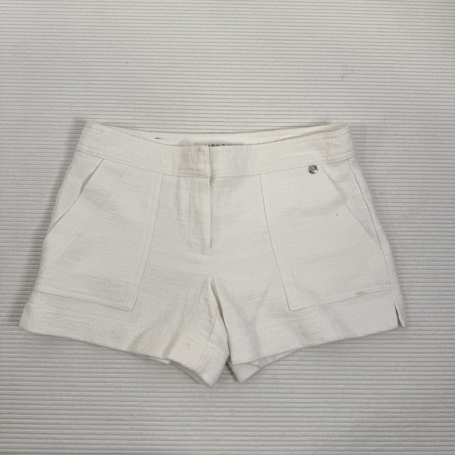 Front view of Trina Turk White Textured Shorts Size 4