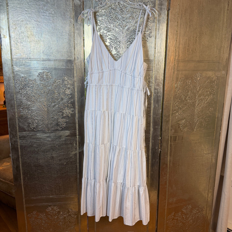 Front view of Rails Julia Striped Tiered Midi Dress Size M
