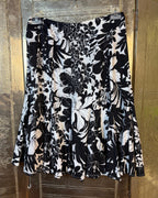 Front view of Black and White Floral Cotton Skirt