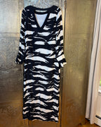 Front view of Alice + Olivia Zebra-Print Silk Maxi Dress Size S