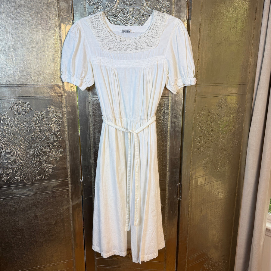 Front view of Crochet-Panel Cotton Maxi Dress Size 12