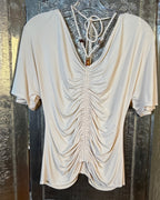 Front view of A.L.C. Nina Ruched Bead-Embellished Top