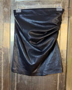 Front view of Generation Love Ruched Leather Pencil Skirt Size M