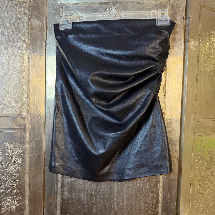 Front view of Generation Love Ruched Leather Pencil Skirt Size M