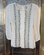 Front view of Topshop Embroidered Blouse