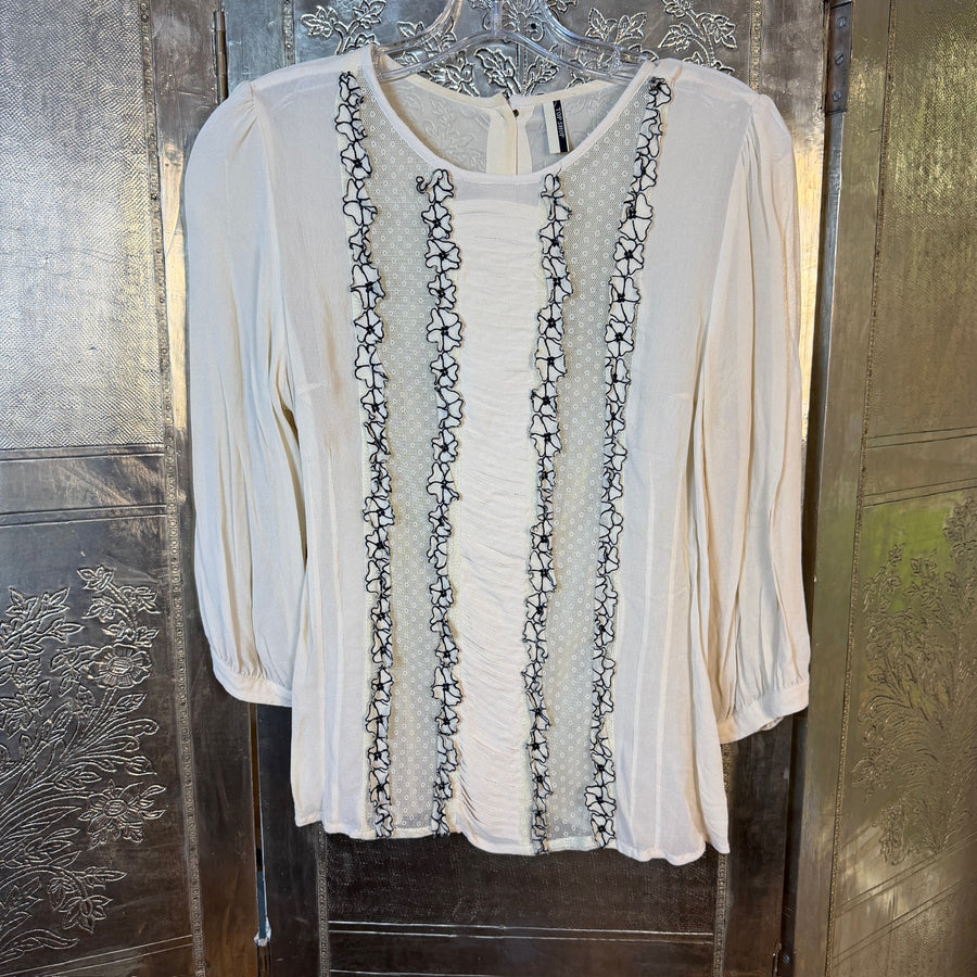 Front view of Topshop Embroidered Blouse