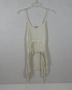 Front view of Elizabeth and James Ruffle-Trim Silk Slip Dress Size S