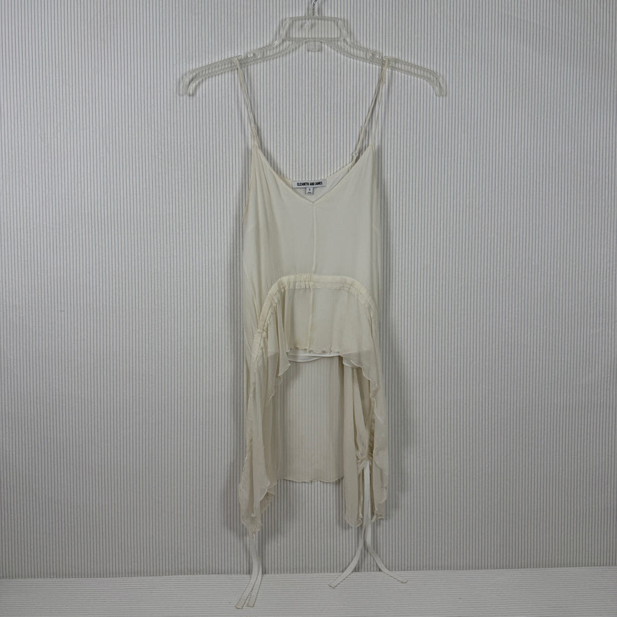 Front view of Elizabeth and James Ruffle-Trim Silk Slip Dress Size S