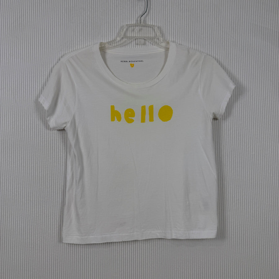 Front view of Kerri Rosenthal Hello Cotton T-Shirt Size S