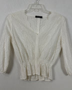 Front view of Few Moda Lace Smocked Blouse