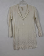 Front view of Ally Saint Lace-Trim Tunic Blouse