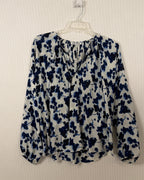 Front view of Elizabeth and James Floral-Print Silk Blouse