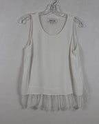 Front view of Elizabeth and James Layered Pleated Peplum Top Size S