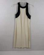 Front view of Alice + Olivia Leather-Trim Colorblock Shift Dress Size S