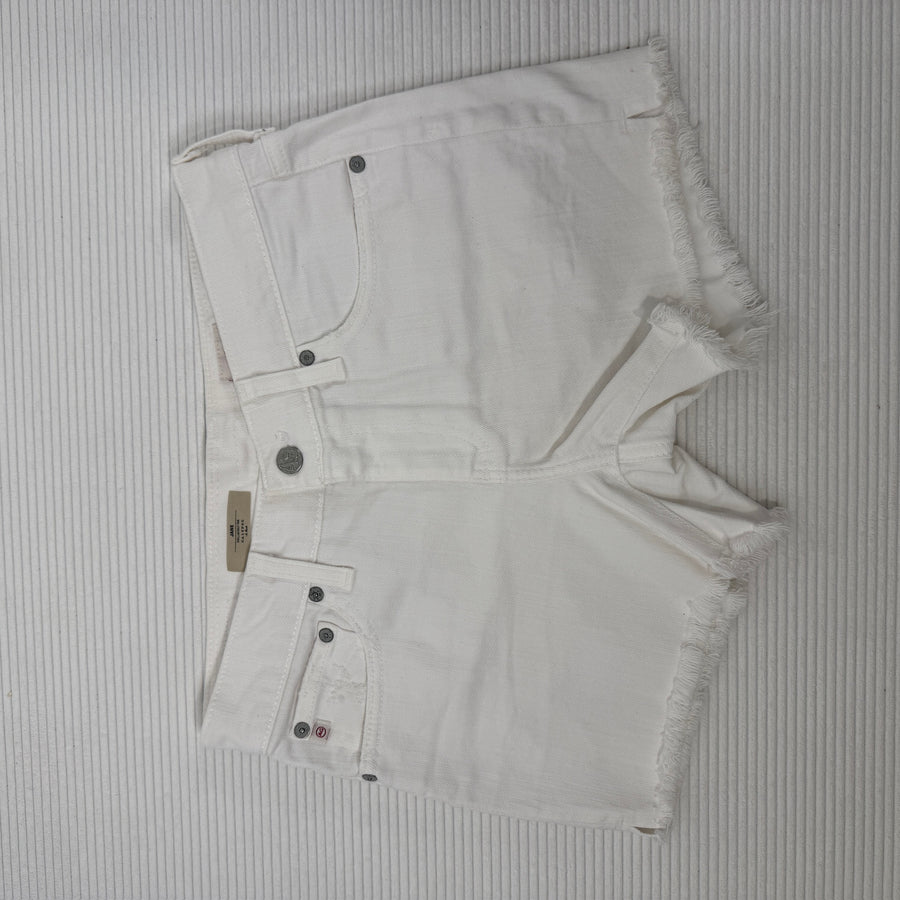 Front view of AG Adriano Goldschmied Jane White Denim Shorts Size 26
