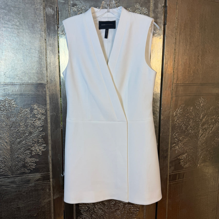 Front view of BCBGMAXAZRIA Caryn Wrap Vest Dress Size S