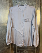 Front view of Zara Basic Satin Button-Front Blouse