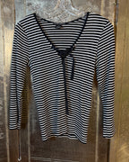 Front view of Ralph Lauren Striped Tie-Neck Top Size L