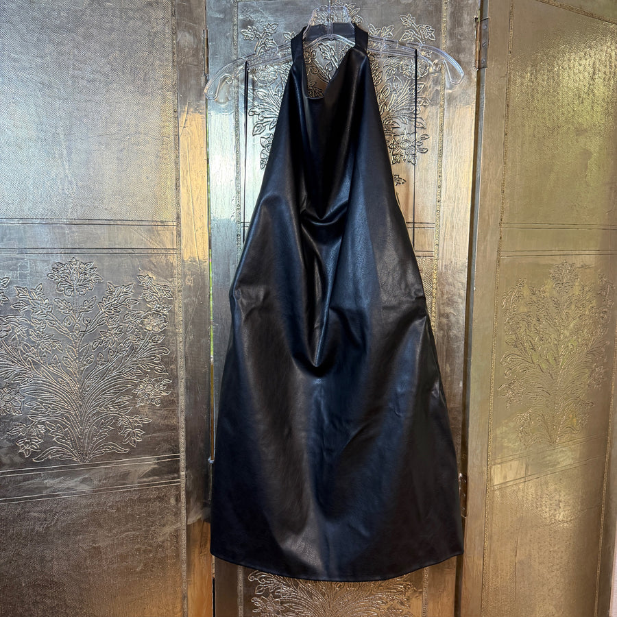 Front view of Zara Faux-Leather Halter Mini Dress Size L (EU XL, MEX 32)