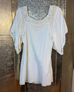 Front view of White Crochet-Trim Tunic Dress