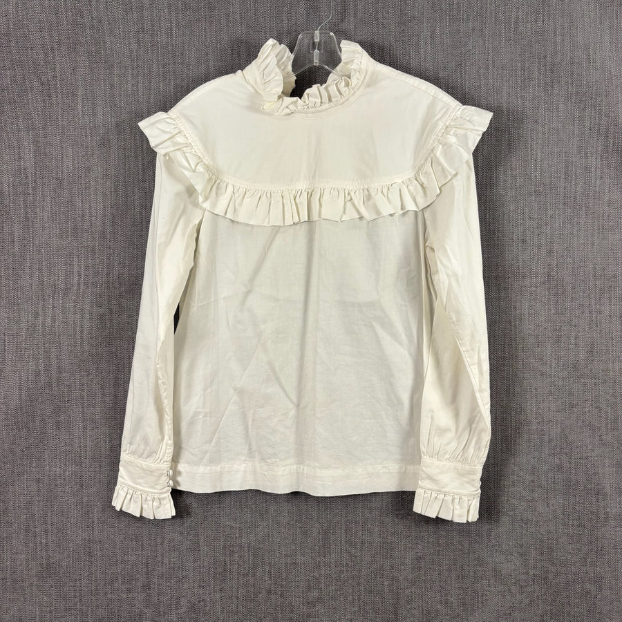 Front view of M&S x Alexa Chung Ruffle-Yoke Cotton Blouse Size 12