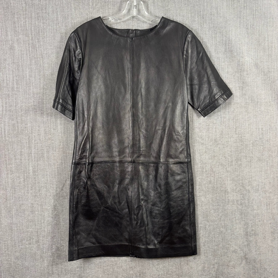 Front view of Muubaa Colina Leather T-Shirt Dress Size US 4 (UK 8, EU 36)