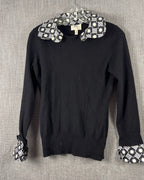 Front view of Milly Geometric-Collar Sweater Size S
