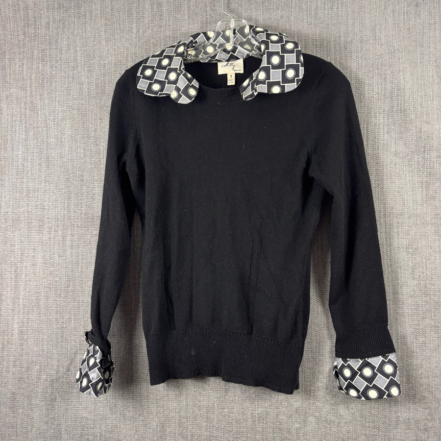 Front view of Milly Geometric-Collar Sweater Size S