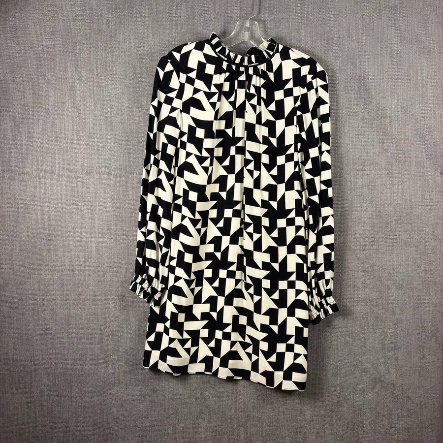 Front view of Alice + Olivia Geometric-Print Shift Dress Size S