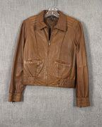 1 - vid. by Marquis Brown Leather Jacket Size 6 — photo 1: front view