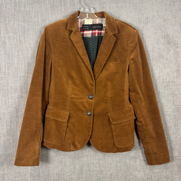 8 - Zara Basic Brown Corduroy Blazer Size EUR L (USA L, MEX 30) — photo 1: front view