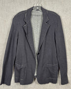 10 - Majestic Filatures du Lion Navy and Gray Cotton-Cashmere Blazer Size 4 — photo 1: front view