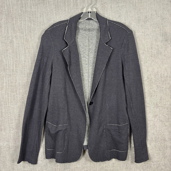10 - Majestic Filatures du Lion Navy and Gray Cotton-Cashmere Blazer Size 4 — photo 1: front view