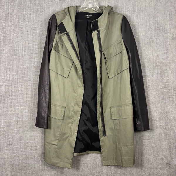 13 - DKNY Green and Black Coat Size P — photo 1: front view