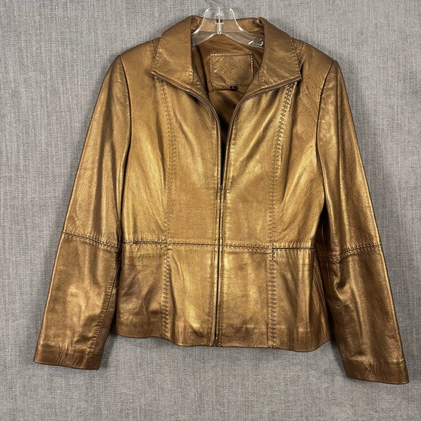 16 - Bronze Leather Jacket Size L — photo 1: front view