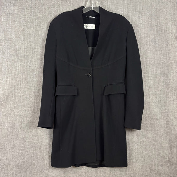 Max Mara Black Structured Single-Button Coat — front