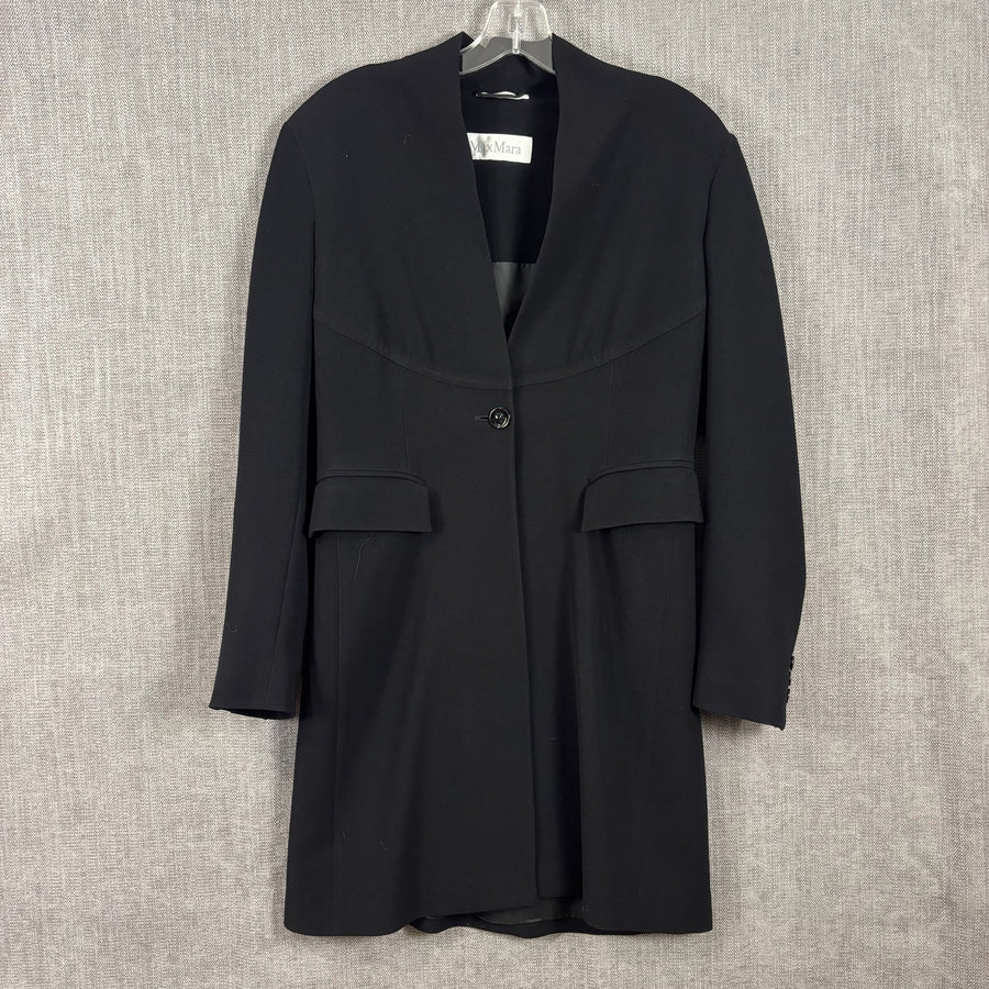 Max Mara Black Structured Single-Button Coat — front