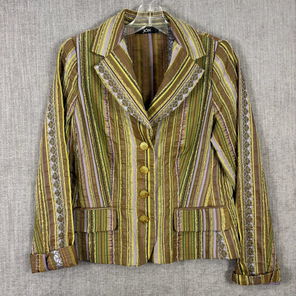 19 - Jón Green Striped Blazer Size 6 — photo 1: front view